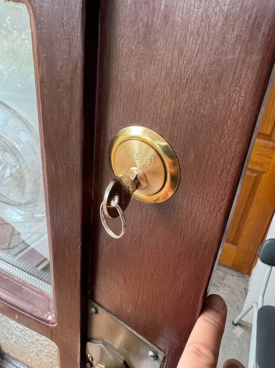 Locksmith fitting a night latch to a residential door
